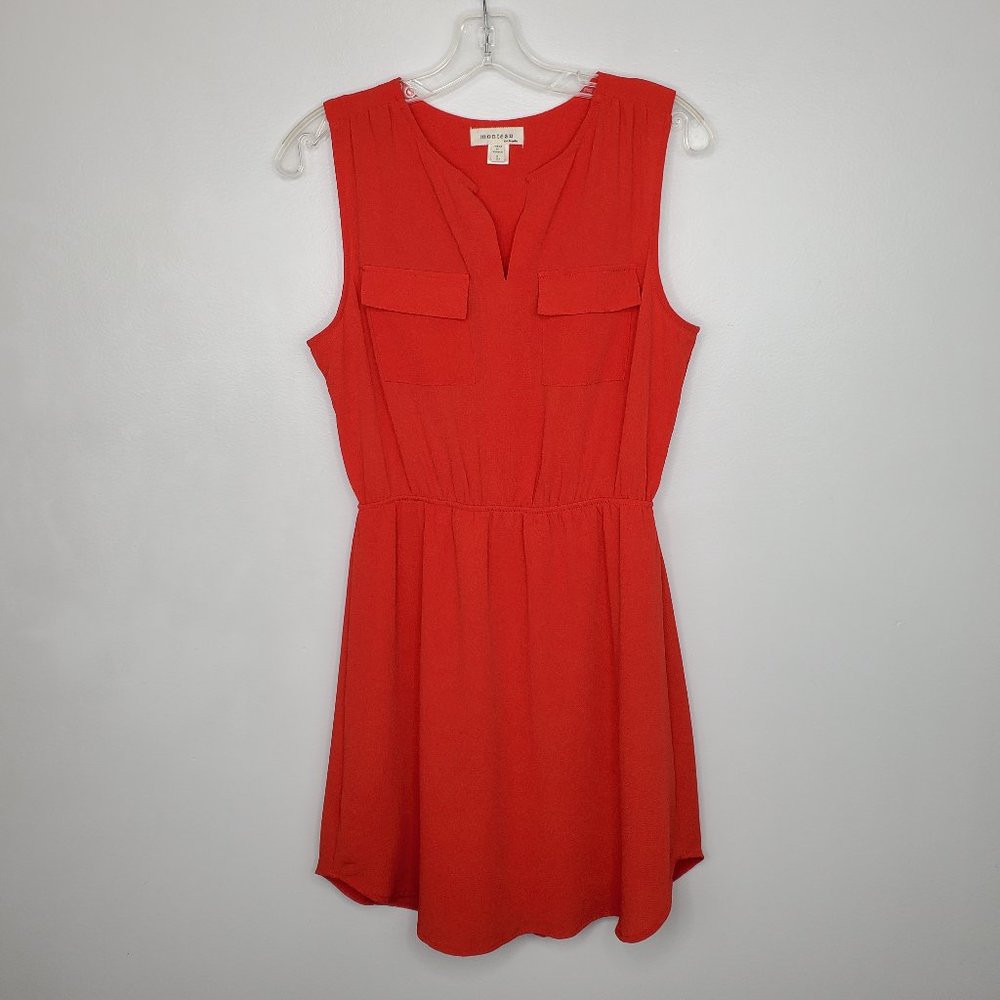 Monteau Red Textured Sleeveless Classic Elastic Waist Pullover Dress Size L